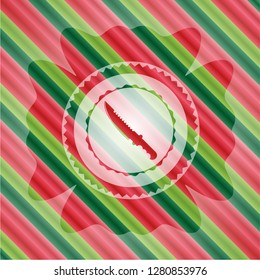 combat knife icon inside christmas colors badge.
