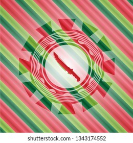 combat knife icon inside christmas emblem.