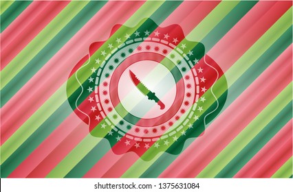 combat knife icon inside christmas emblem background.