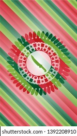 combat knife icon inside christmas emblem.