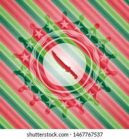 combat knife icon inside christmas emblem background.