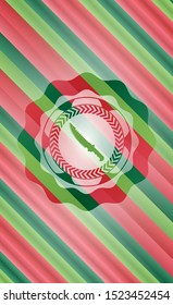 combat knife icon inside christmas badge background.