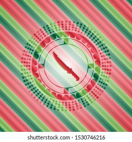 combat knife icon inside christmas colors style emblem.