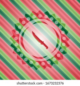 combat knife icon inside christmas style emblem.