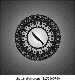 combat knife icon inside dark emblem. Retro