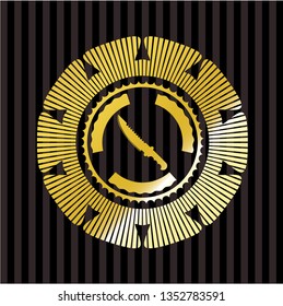 combat knife icon inside gold shiny badge