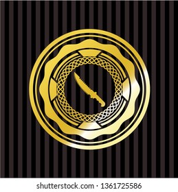 combat knife icon inside gold emblem
