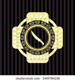 combat knife icon inside gold shiny badge