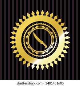 combat knife icon inside gold emblem