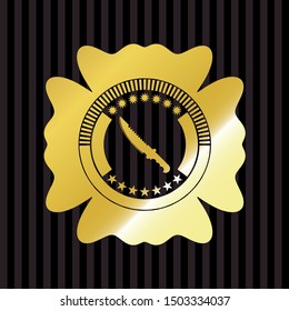 combat knife icon inside gold emblem