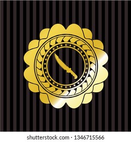 combat knife icon inside golden badge
