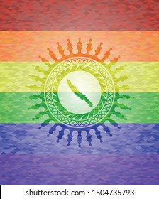 combat knife icon inside lgbt colors emblem 