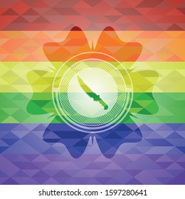 combat knife icon inside lgbt colors emblem 