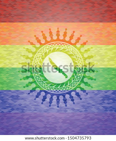 combat knife icon inside lgbt colors emblem 