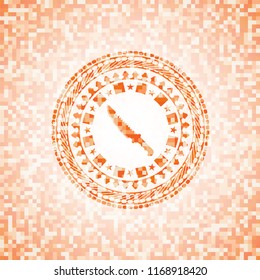 combat knife icon inside orange mosaic emblem