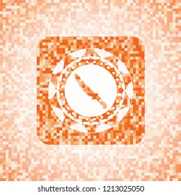 combat knife icon inside orange mosaic emblem