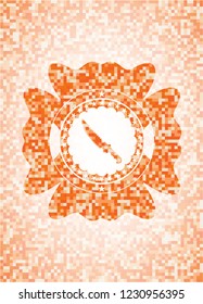 combat knife icon inside orange mosaic emblem