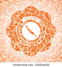 combat knife icon inside orange mosaic emblem