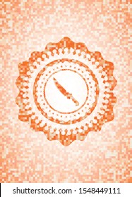 combat knife icon inside orange tile background illustration. Square geometric mosaic seamless pattern with emblem inside.