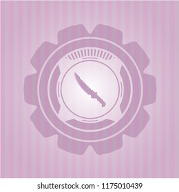 combat knife icon inside pink emblem. Retro