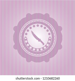 combat knife icon inside realistic pink emblem