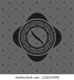 combat knife icon inside realistic dark emblem
