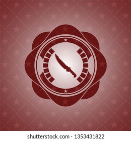 combat knife icon inside realistic red emblem