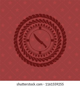 combat knife icon inside red emblem. Retro