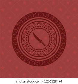 combat knife icon inside red emblem. Vintage.