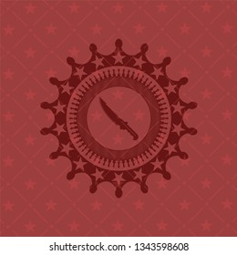 combat knife icon inside red emblem. Retro