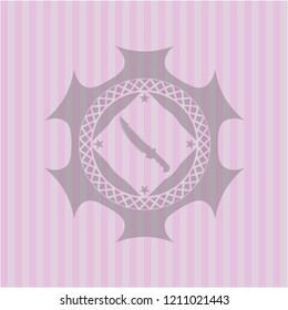 combat knife icon inside retro style pink emblem