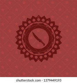 combat knife icon inside retro red emblem