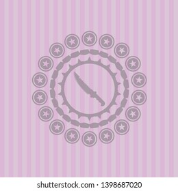 combat knife icon inside retro pink emblem