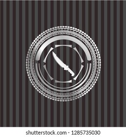 combat knife icon inside silver badge