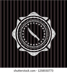 combat knife icon inside silvery emblem or badge