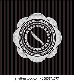 combat knife icon inside silvery badge