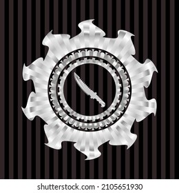 Kampfmesser-Ikone in silbernem Emblem oder Abzeichen. 