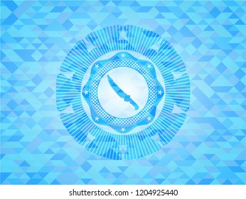 combat knife icon inside sky blue mosaic emblem