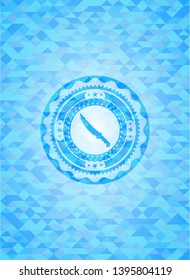 combat knife icon inside sky blue mosaic emblem