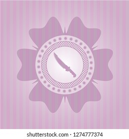 combat knife icon inside vintage pink emblem