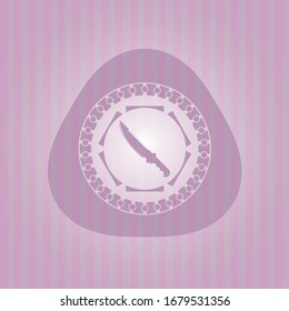 combat knife icon inside vintage pink emblem