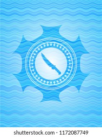 combat knife icon inside water emblem.