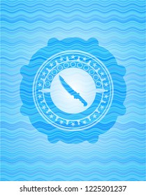 combat knife icon inside water representation emblem background.