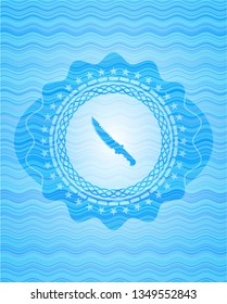combat knife icon inside water wave representation emblem background.