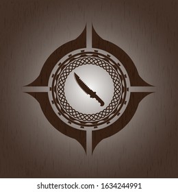 combat knife icon inside wood emblem. Retro