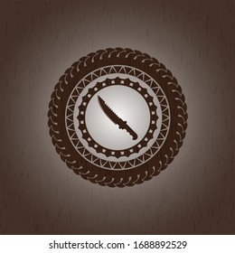 combat knife icon inside wood emblem. Retro