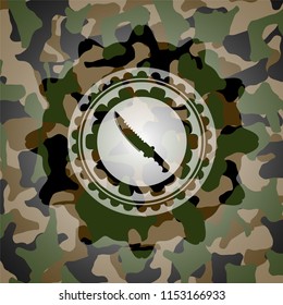 combat knife icon on camo texture
