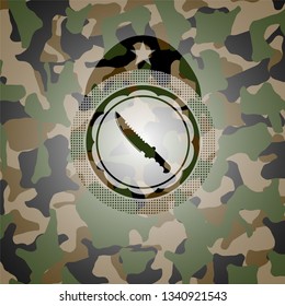 combat knife icon on camo pattern