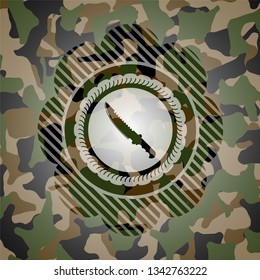 combat knife icon on camo texture