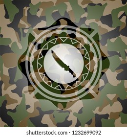 combat knife icon on camouflage texture